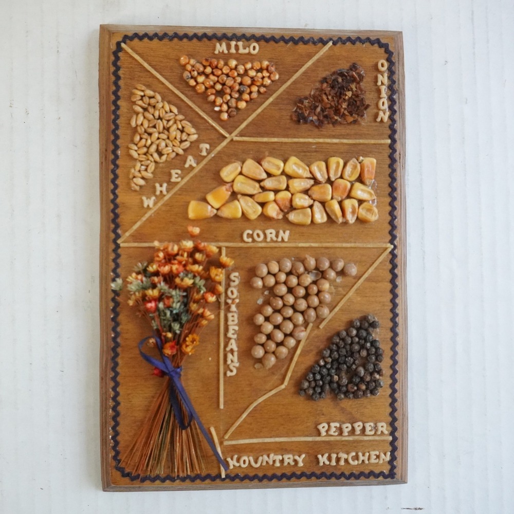 Vintage Kountry‎ Kitchen Wooden Wall Decor with Dried Beans and Seeds